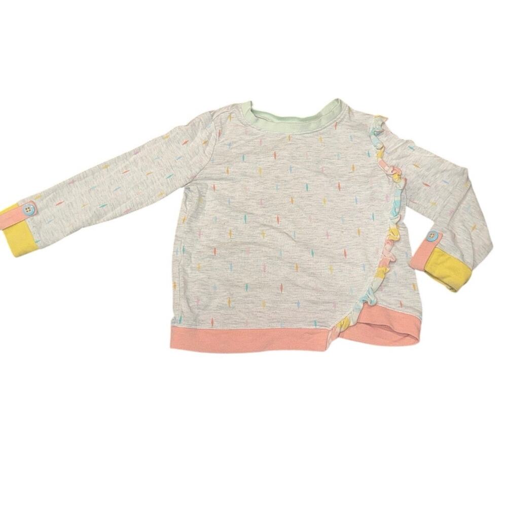 Matilda Jane Girls Size 2 Gray Confetti Ruffle Long Sleeve Pullover Shirt